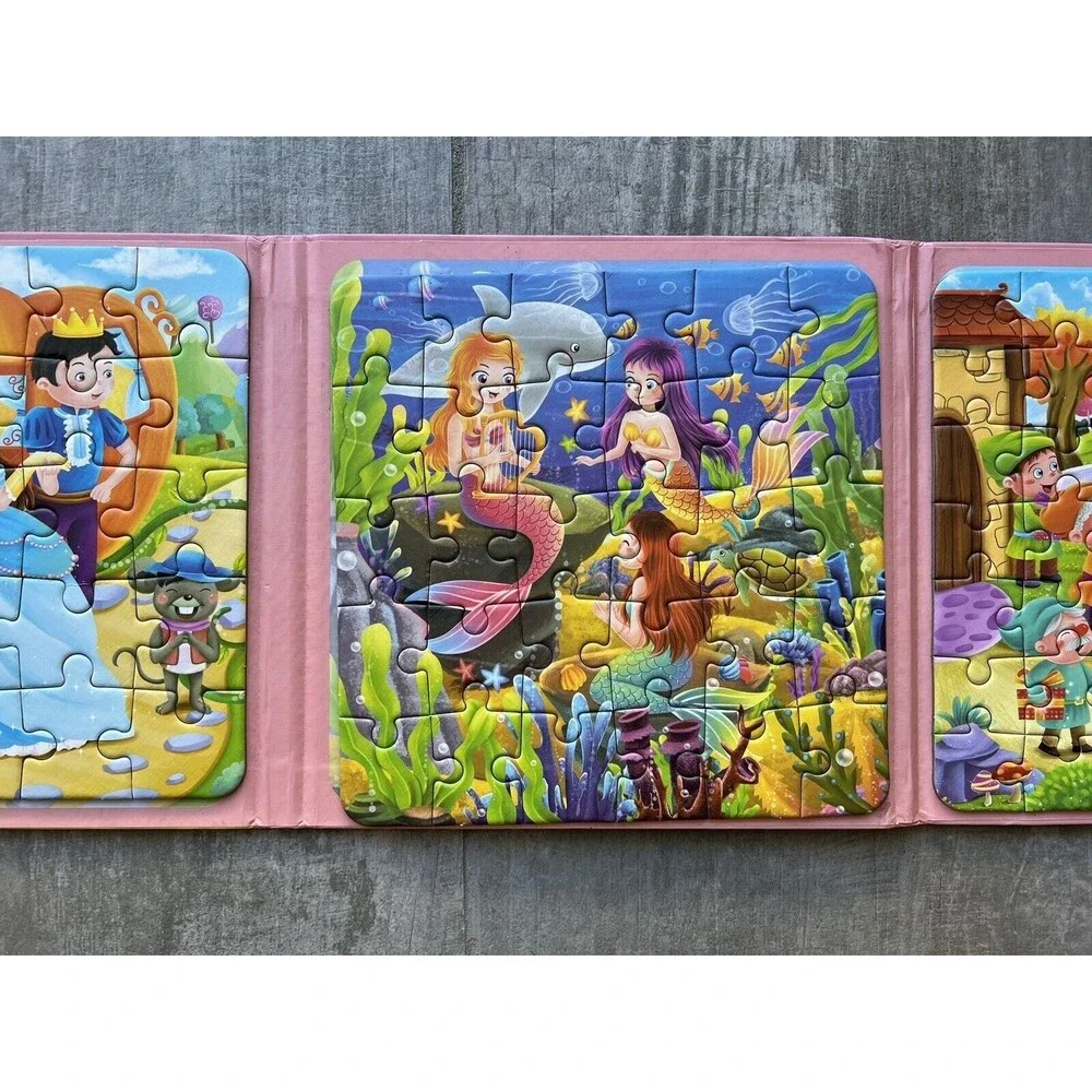 MAGNETIC PUZZLES Jigsaw Travel Folding 97 pcs Car Book 3-6 Years 3 in 1 Kids Fun